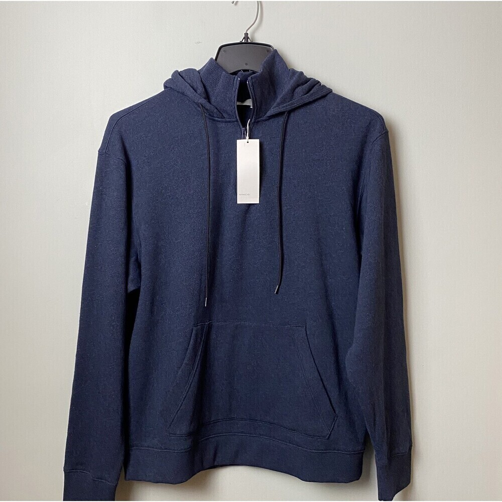 Vince Men's Slim Fit Quarter Zip Hoodie In Coastal Blue S fits as M